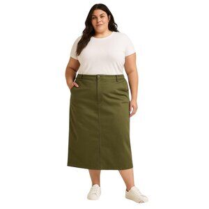Old Navy Y2K Khaki Maxi Skirt Olive Green Size 18 Minimalist Earth Tone Fall